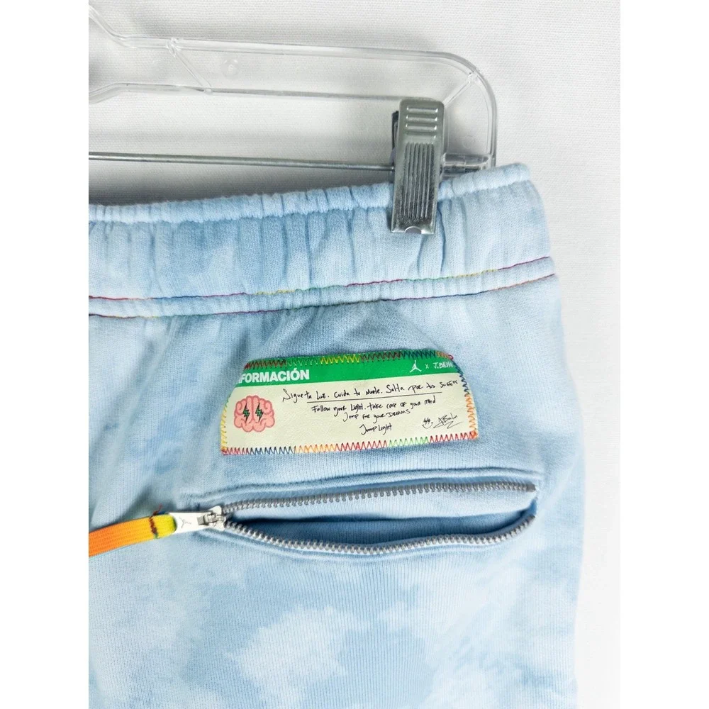Jordan x J Balvin Fleece Pants Mens M Celestine Blue Tie Dye Cloud DR2960-447